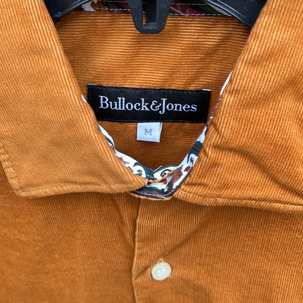 Bullock & Jones Corduroy Shirt Medium Mustard Spice Tan Office Button Front LS - Picture 2 of 6